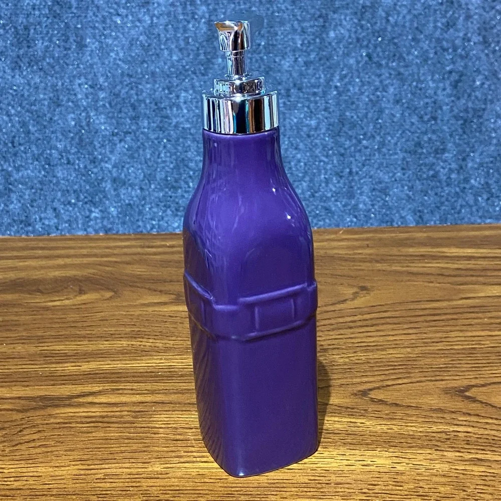 Longaberger Woven Traditions Pottery Pump Dispenser Eggplant Purple 3186270 Box